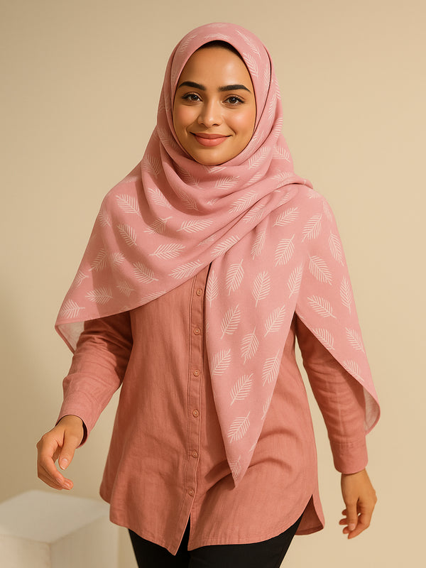 Leaf Me Alone Hijab - Rose Pink